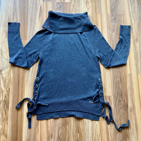 MICHAEL Michael Kors Sweaters - MICHAEL KORS Gray Cowl Neck Sweater with Side Tie